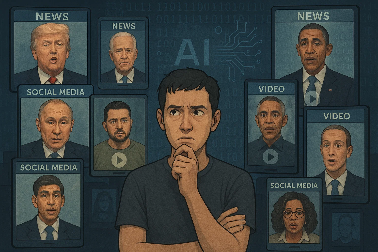 AI deepfakes creating confusion on social media in 2025, as users struggle to tell real videos from AI-generated fakes.