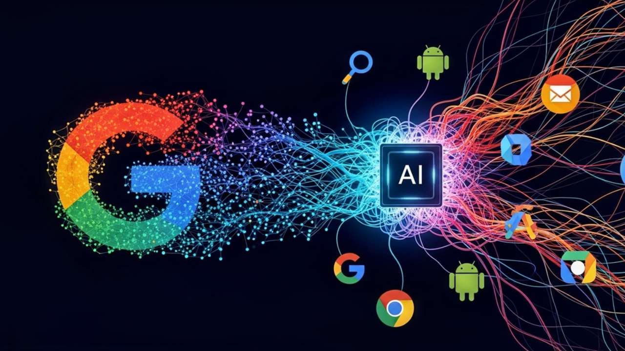 Google Gemini AI connecting Search, Android, Chrome, Workspace, and XR at Google I/O 2025