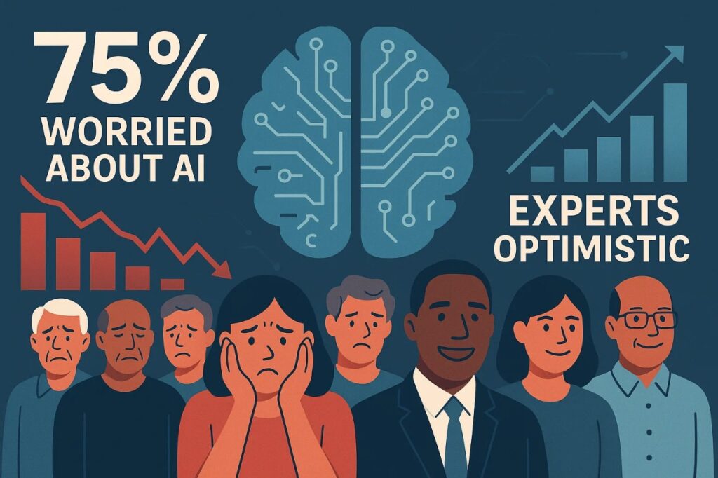 Americans Are Fed Up With AI and Here's Why 2 Visual representation of American public opinion polls and expert surveys about artificial intelligence, showing the widening gap and growing AI backlash.