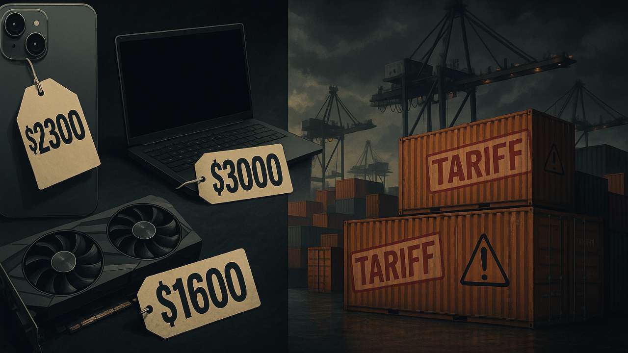 Tech device prices rising due to US China tariffs showing expensive smartphones and gaming hardware